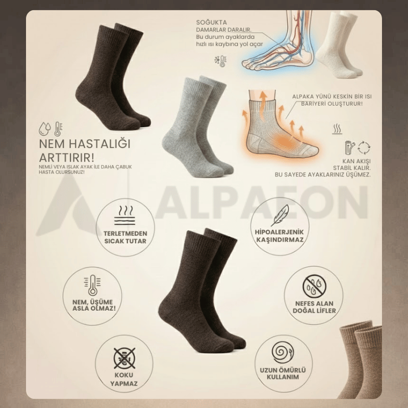 ALPAEON | Doğal Alpaka Yünü Konfor Çorap Seti